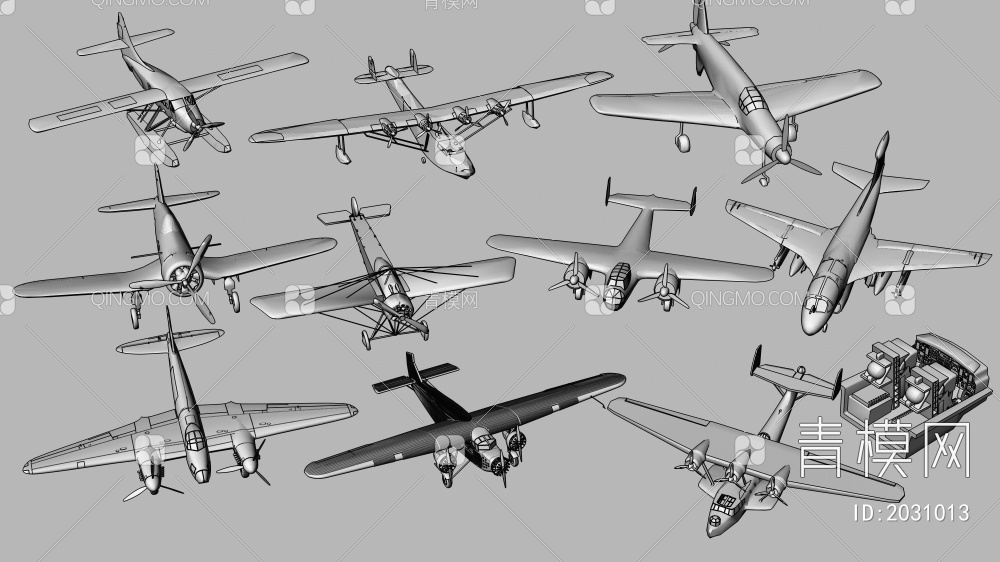 军事飞机3D模型下载【ID:2031013】
