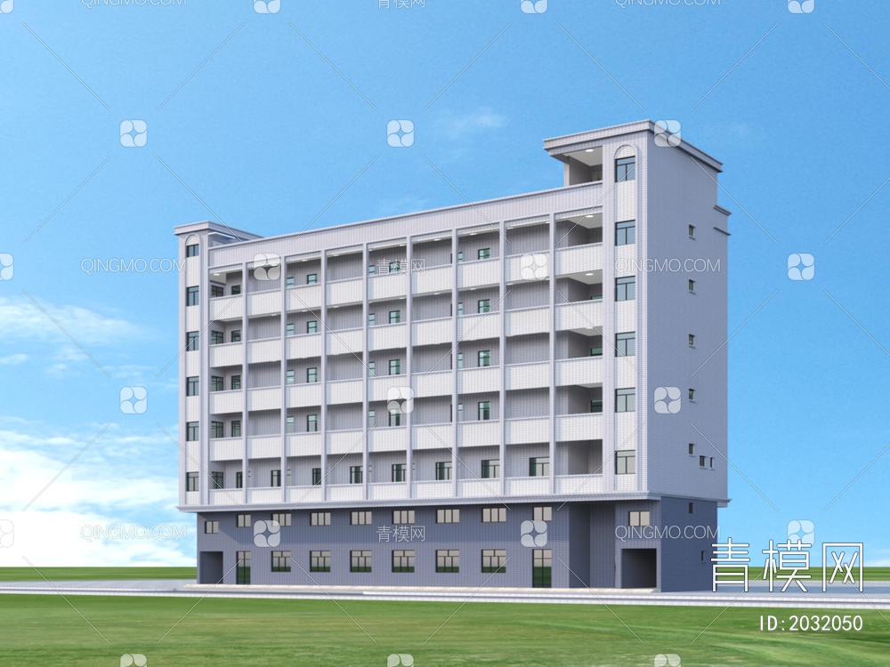 厂区 宿舍 厂房 办公楼 建筑 效果图3D模型下载【ID:2032050】