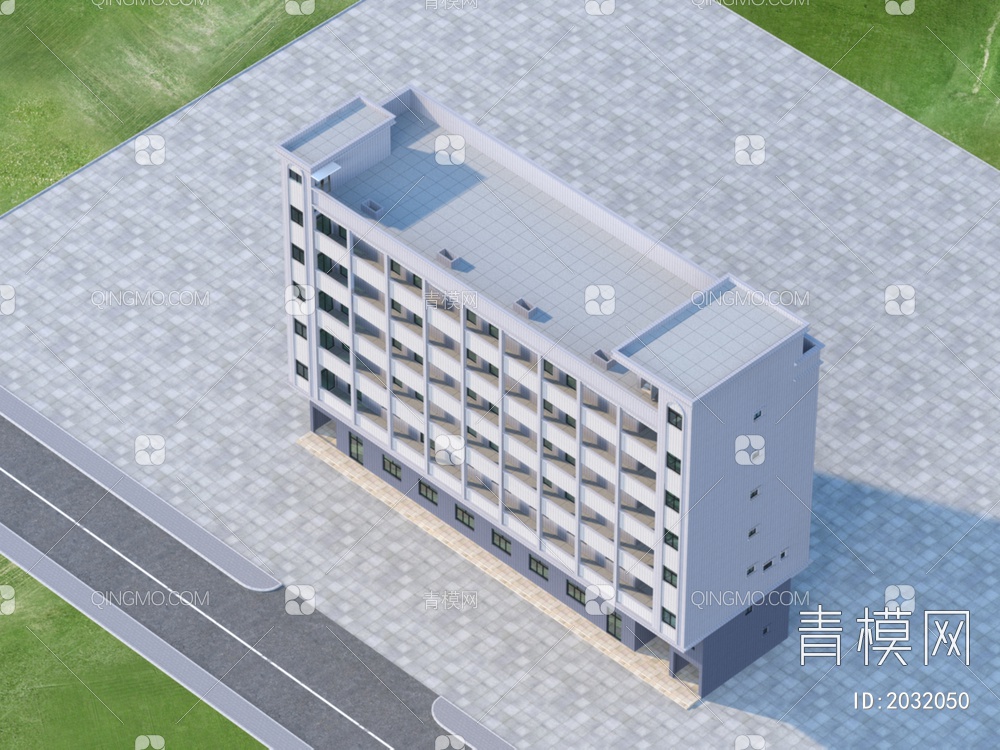 厂区 宿舍 厂房 办公楼 建筑 效果图3D模型下载【ID:2032050】