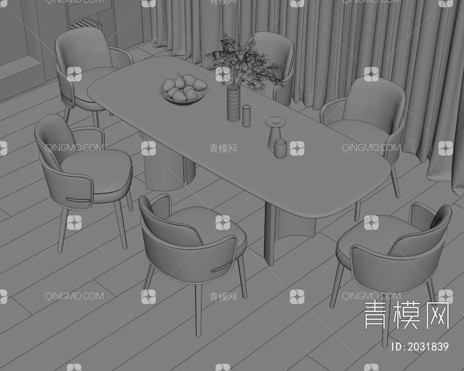 餐桌椅3D模型下载【ID:2031839】
