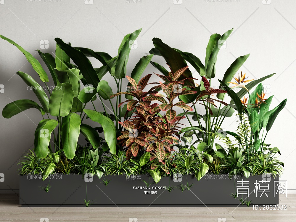 植物组合 绿植 花箱 移动花箱 室内植物造景3D模型下载【ID:2032032】