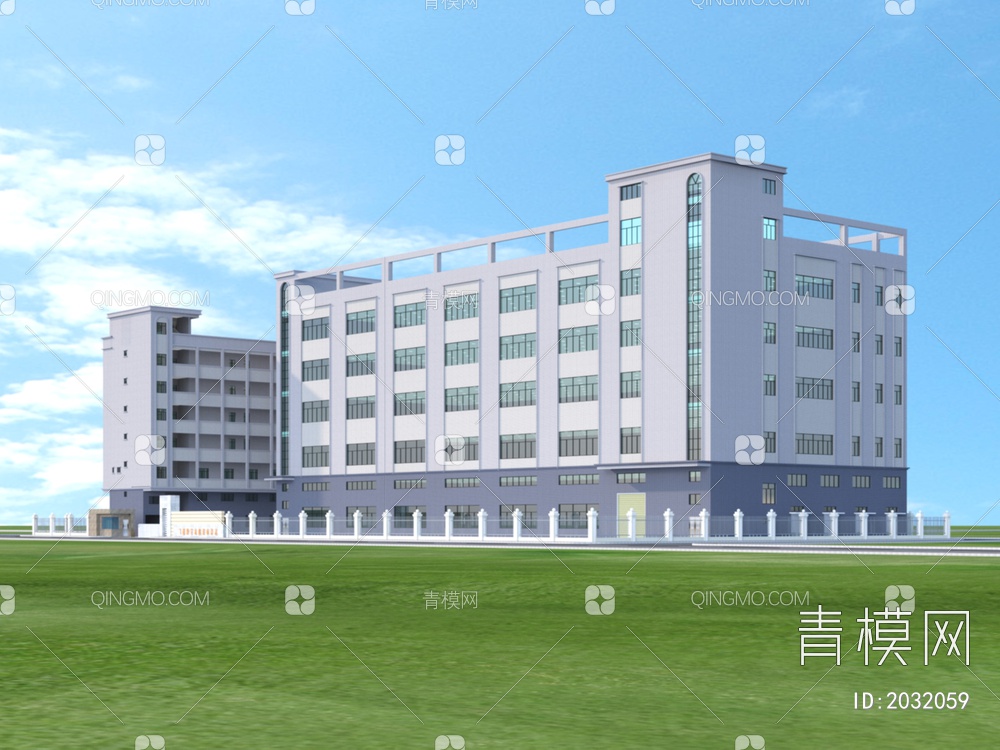 厂区 宿舍 厂房 办公楼 建筑 效果图3D模型下载【ID:2032059】