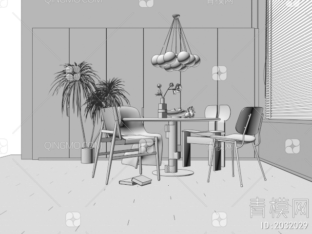 餐桌椅组合3D模型下载【ID:2032029】