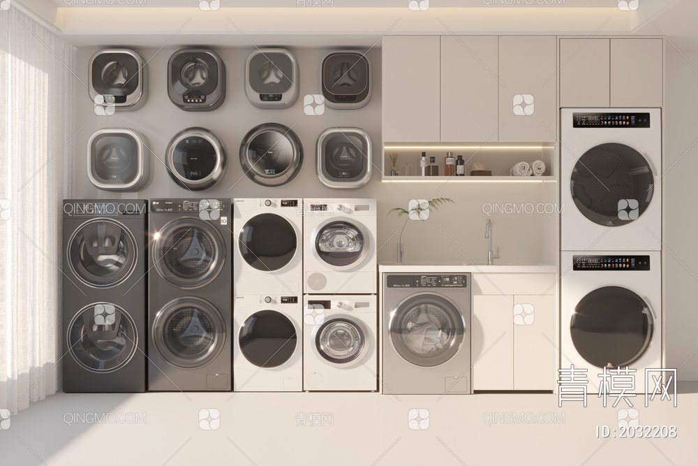 洗衣机 洗衣机柜壁挂洗衣机3D模型下载【ID:2032208】