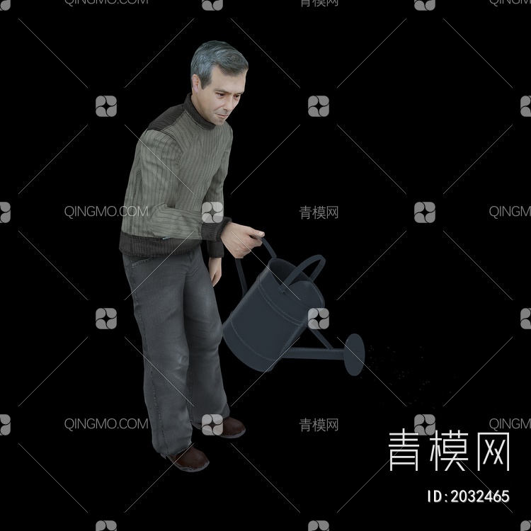 浇水的老人3D模型下载【ID:2032465】