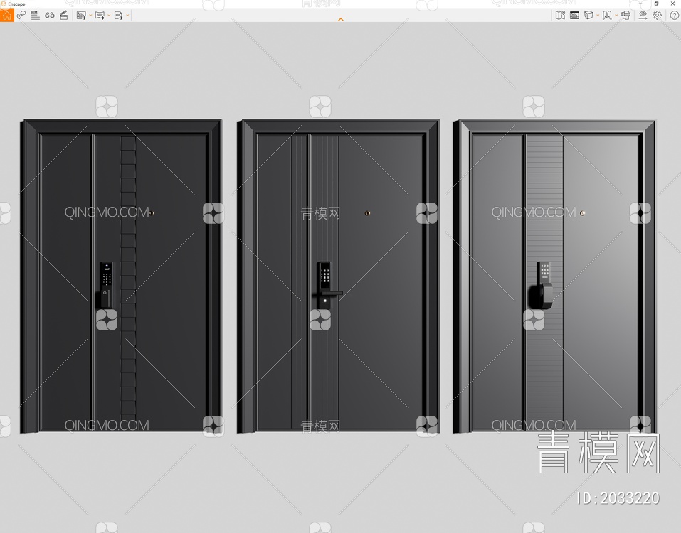 子母防盗门SU模型下载【ID:2033220】