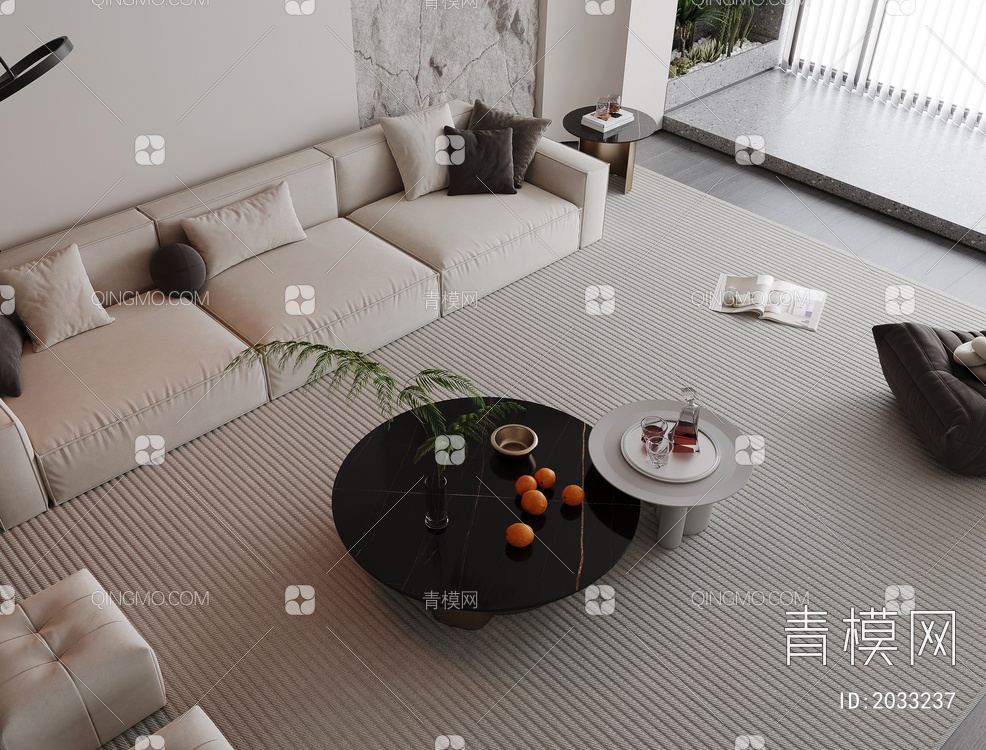 沙发茶几组合3D模型下载【ID:2033237】