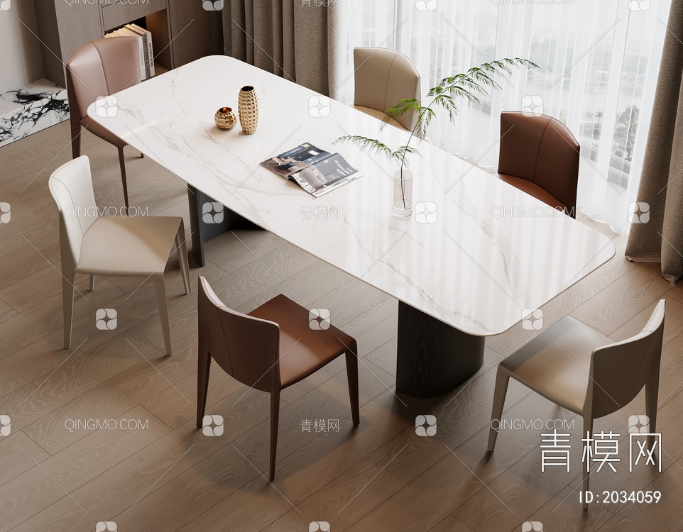 餐桌椅组合3D模型下载【ID:2034059】