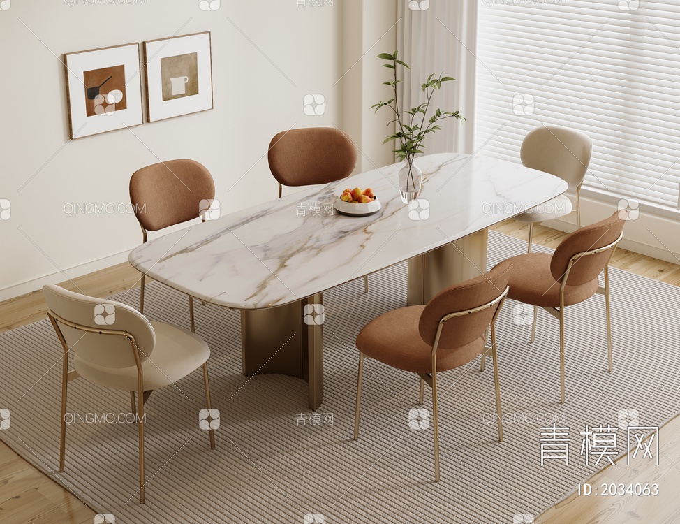 餐桌椅组合3D模型下载【ID:2034063】