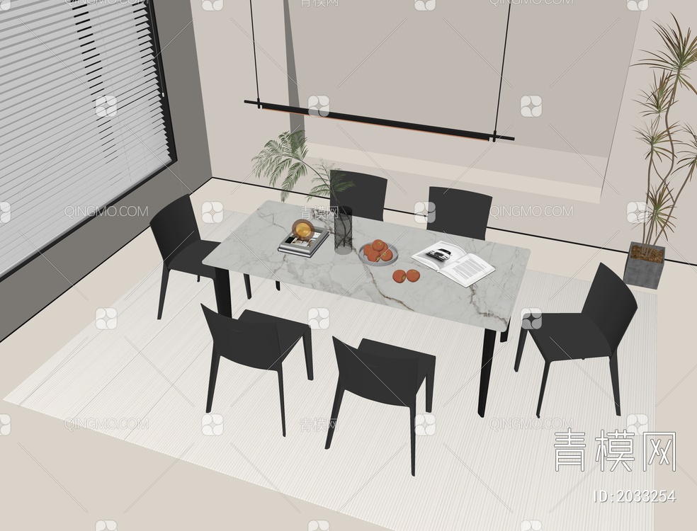 餐桌椅组合SU模型下载【ID:2033254】