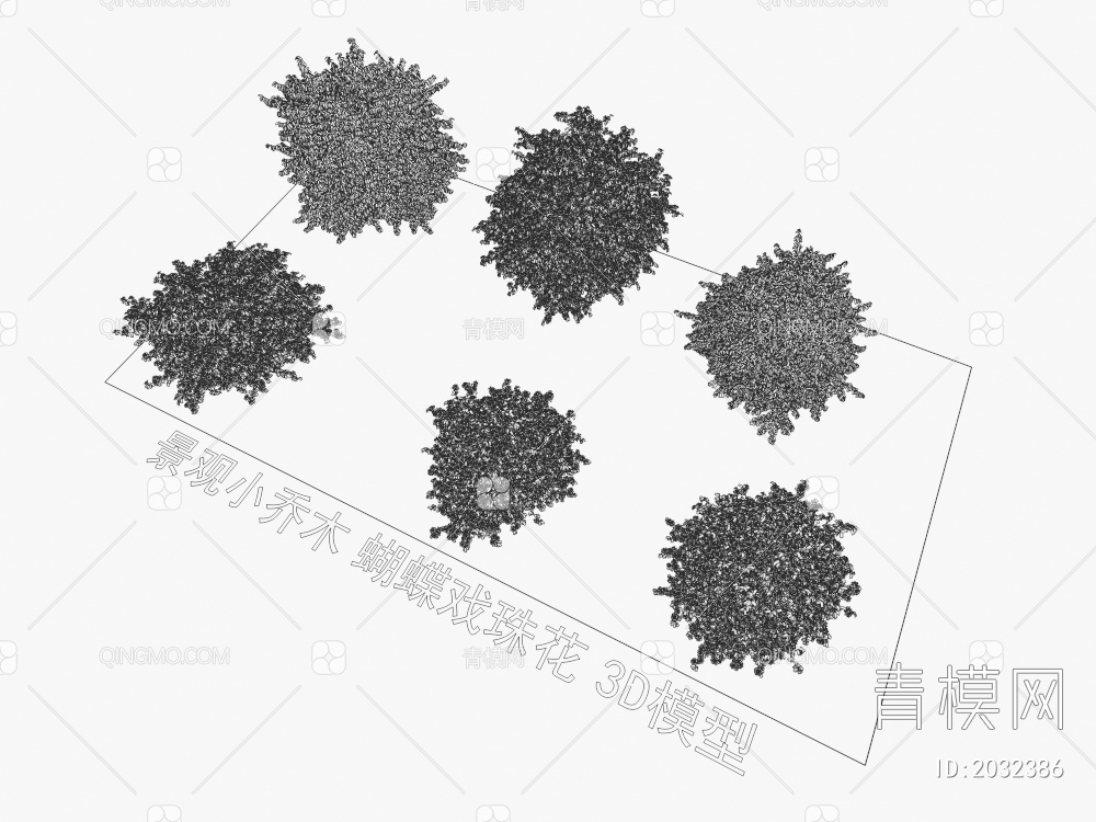 景观小乔木 蝴蝶戏珠花 植物3D模型下载【ID:2032386】