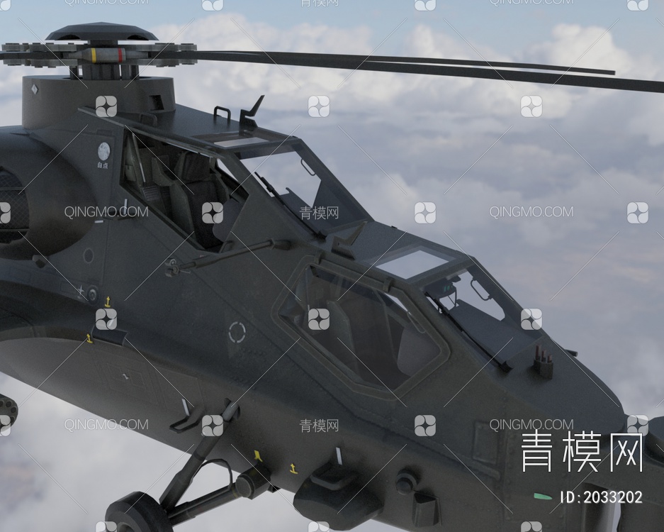 中国人民解放军武直10霹雳火新一代专业武装直升机3D模型下载【ID:2033202】