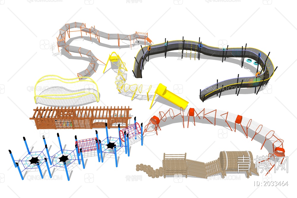 儿童攀爬网 游乐园器材SU模型下载【ID:2033464】