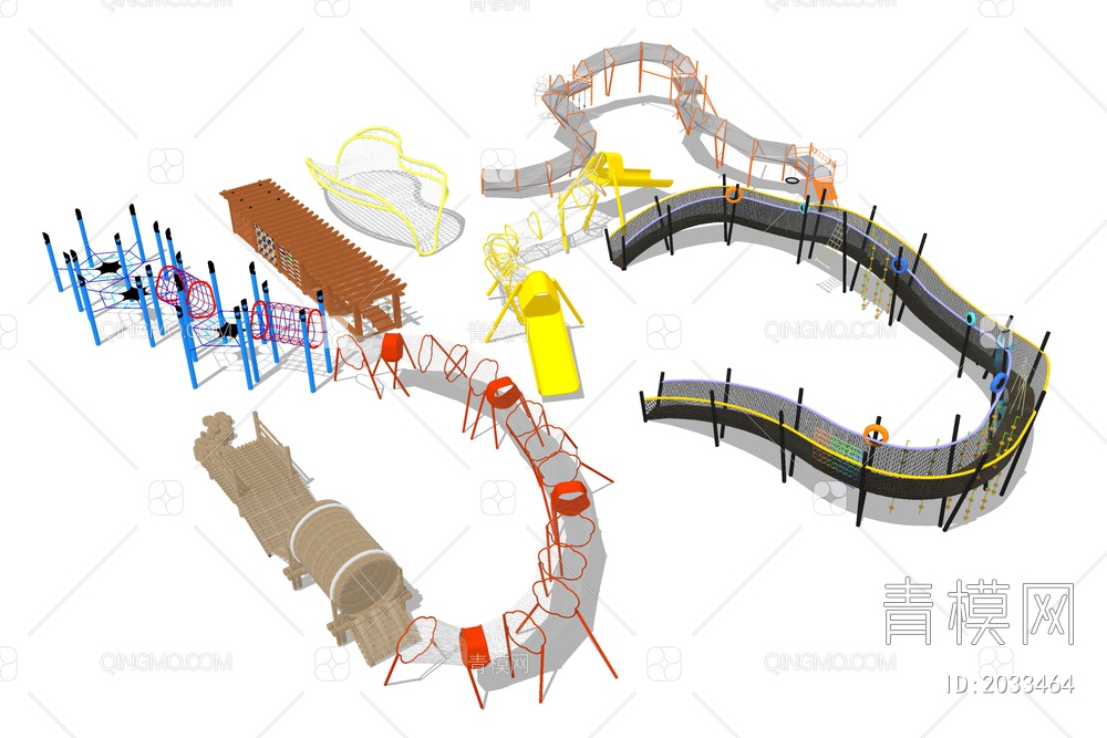 儿童攀爬网 游乐园器材SU模型下载【ID:2033464】
