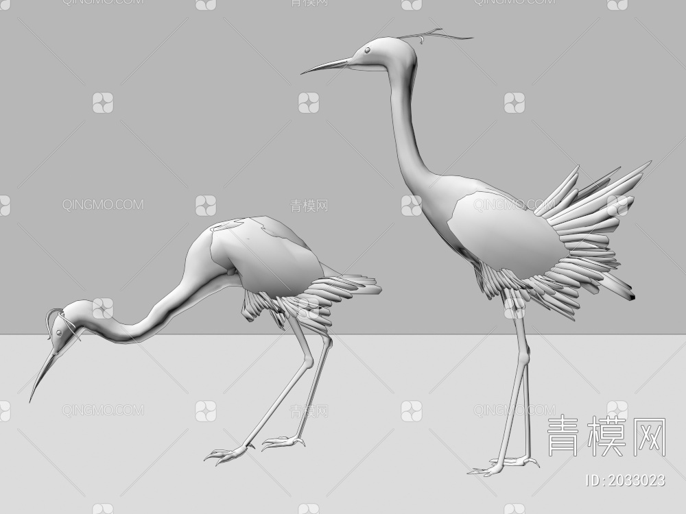 两只白鹭3D模型下载【ID:2033023】