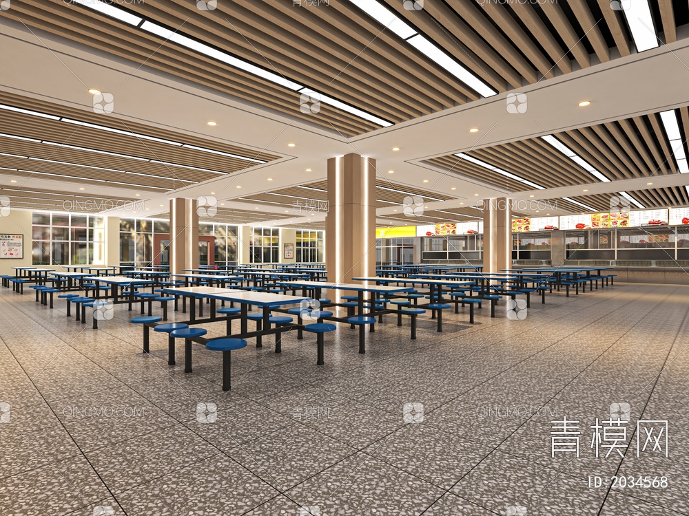 大学食堂3D模型下载【ID:2034568】