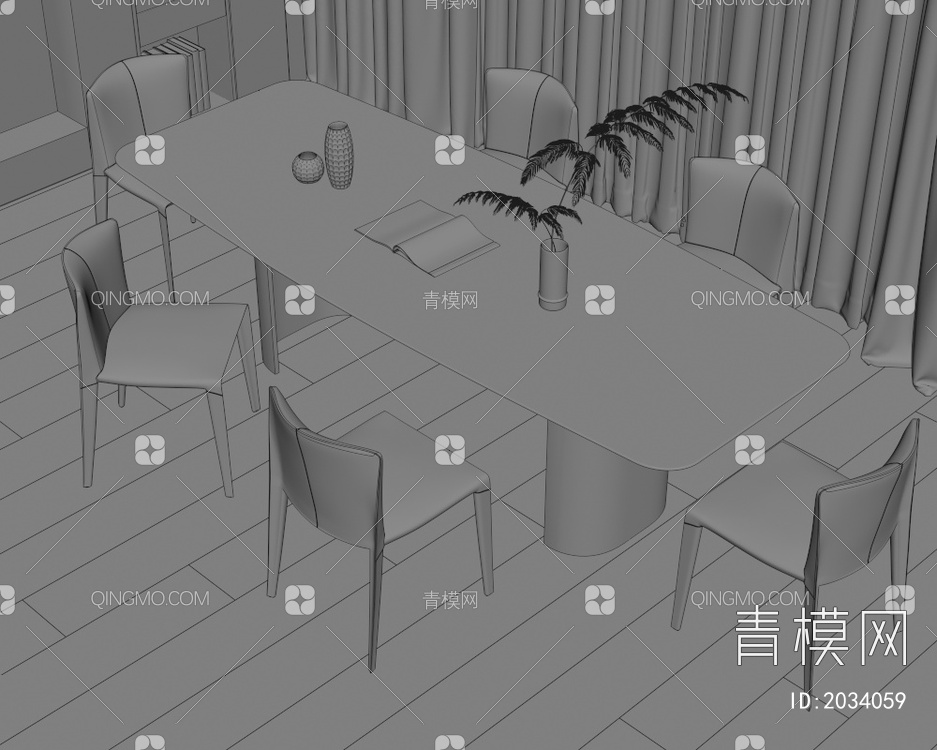 餐桌椅组合3D模型下载【ID:2034059】