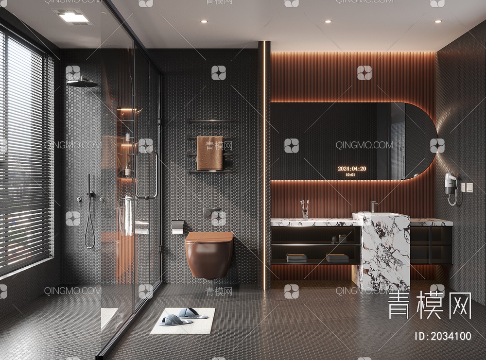 卫生间 浴室柜 壁挂马桶3D模型下载【ID:2034100】