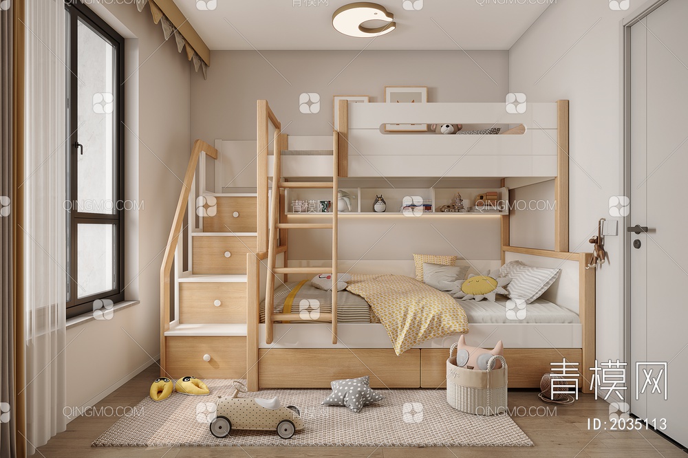 上下铺 通用儿童房3D模型下载【ID:2035113】