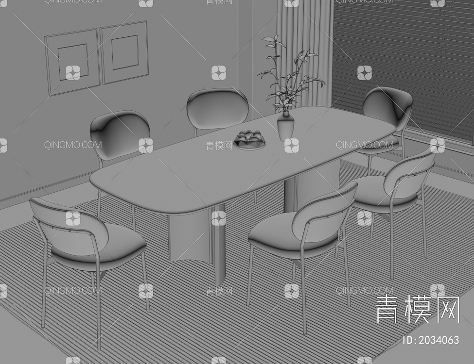 餐桌椅组合3D模型下载【ID:2034063】