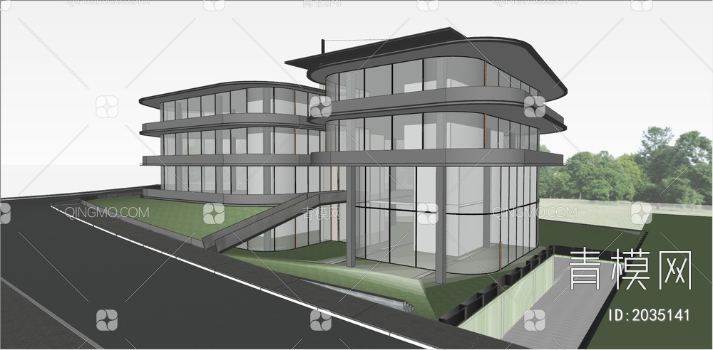 民宿酒店建筑公寓别墅SU模型下载【ID:2035141】