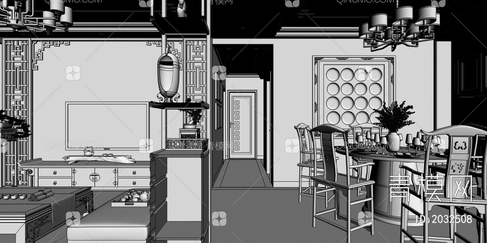 客餐厅3D模型下载【ID:2032508】
