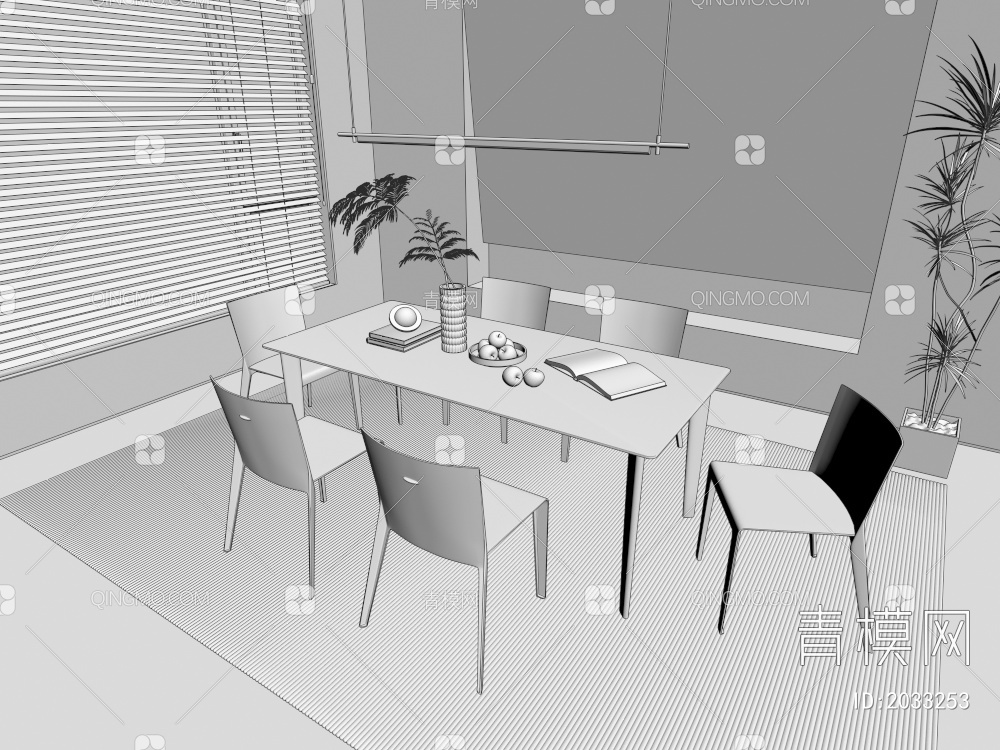 餐桌椅组合3D模型下载【ID:2033253】