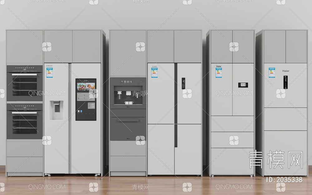 厨房电器 冰箱嵌入式冰箱烤箱咖啡机3D模型下载【ID:2035338】