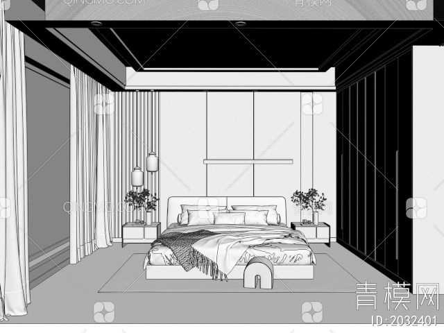 卧室3D模型下载【ID:2032401】