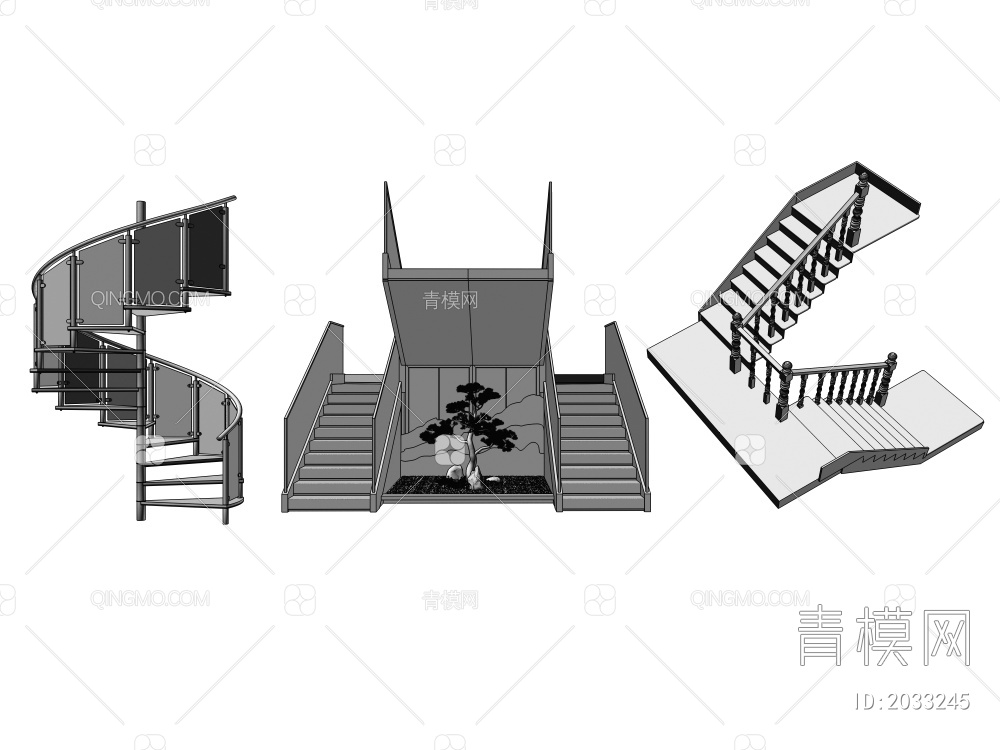 扶手楼梯3D模型下载【ID:2033245】