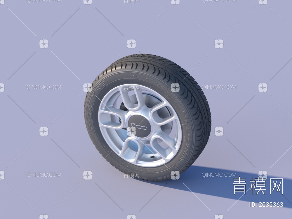 轮胎 菲亚特汽车车轮 车胎 轮毂3D模型下载【ID:2035363】