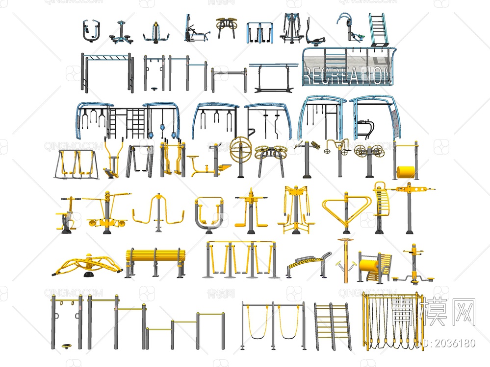 精品健身器材活动器械SU模型下载【ID:2036180】