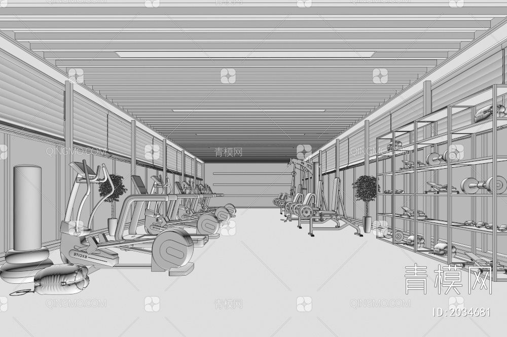 健身房 体育健身 家居健身房3D模型下载【ID:2034681】