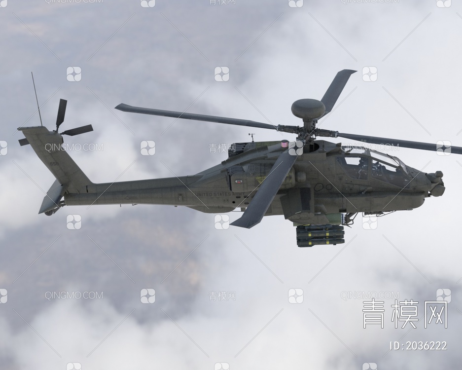 AH64武装直升机3D模型下载【ID:2036222】