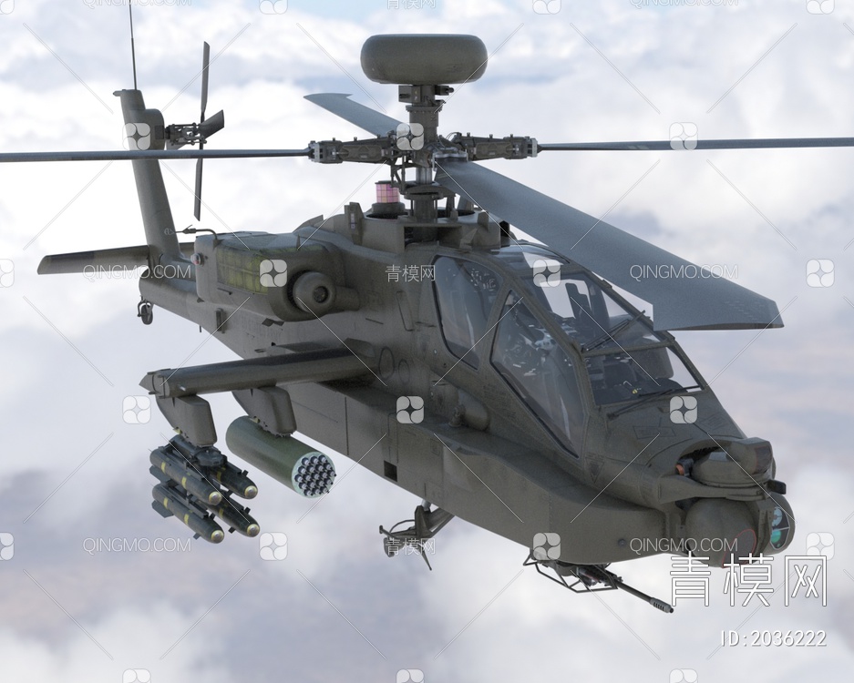 AH64武装直升机3D模型下载【ID:2036222】