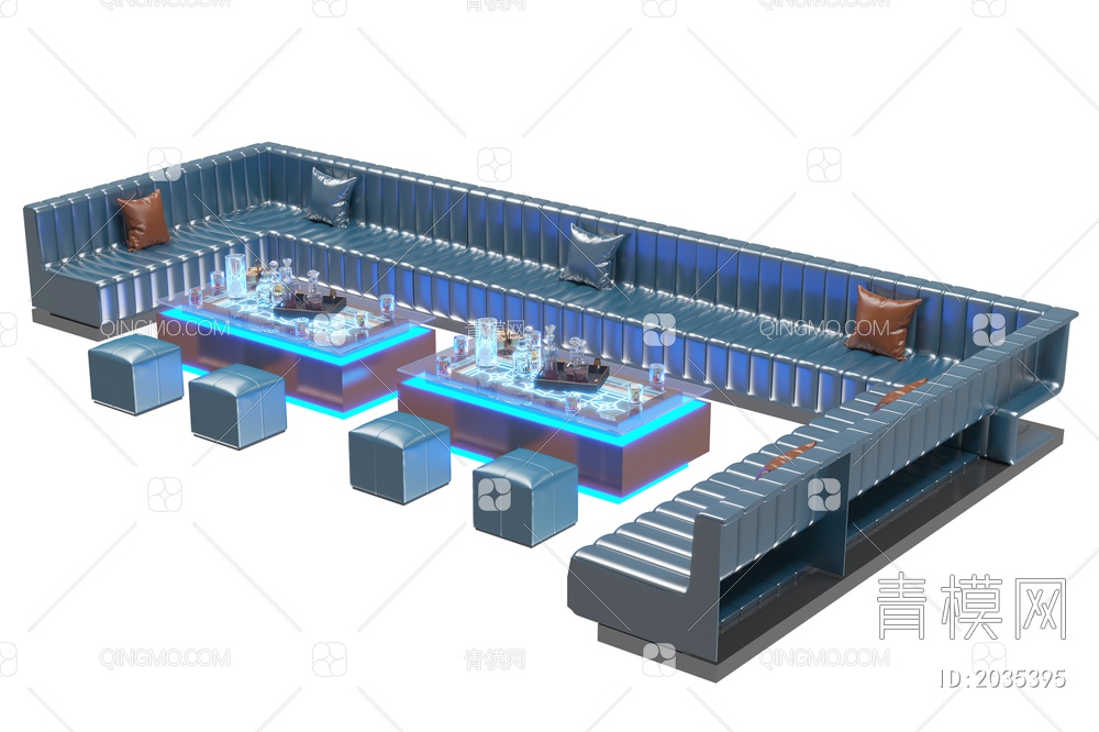 KTV酒吧包厢沙发组合3D模型下载【ID:2035395】