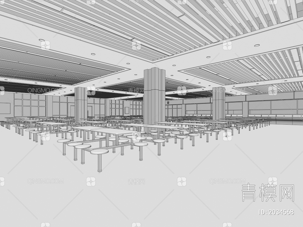 大学食堂3D模型下载【ID:2034568】