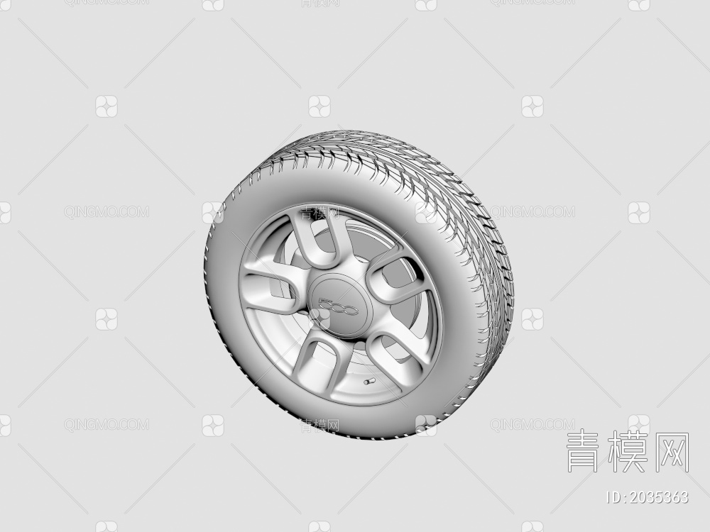 轮胎 菲亚特汽车车轮 车胎 轮毂3D模型下载【ID:2035363】