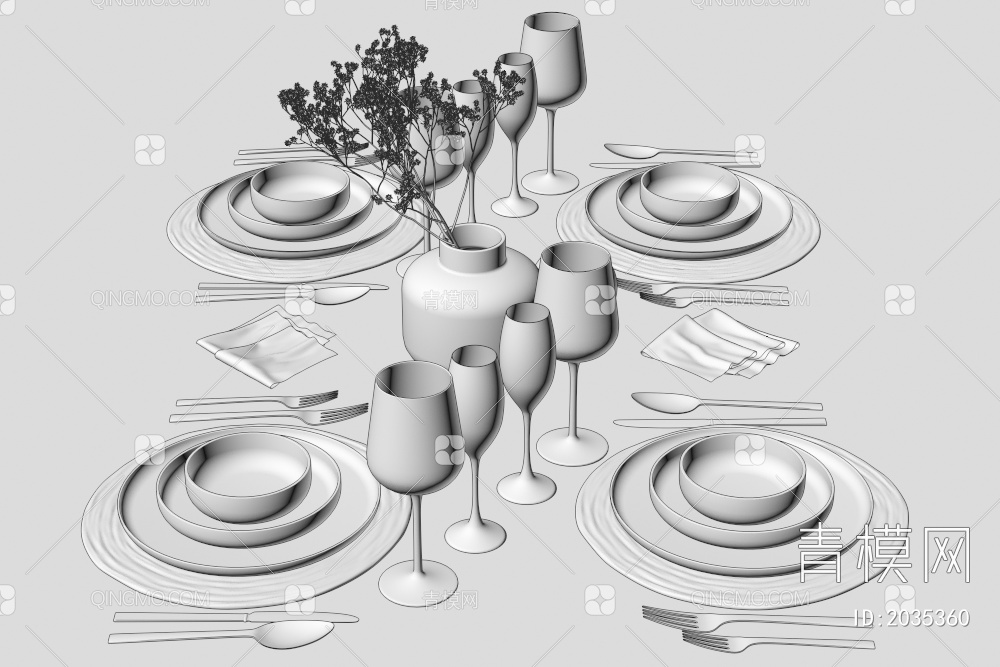 餐具 餐具摆件3D模型下载【ID:2035360】