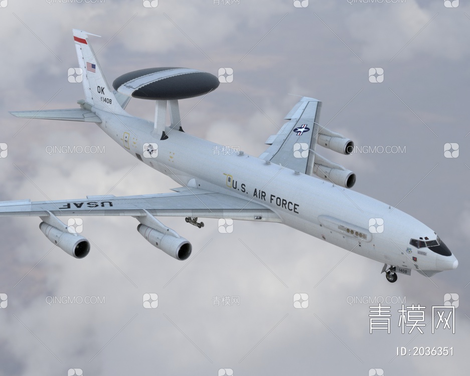 AWACSE3S预警直升机飞机3D模型下载【ID:2036351】