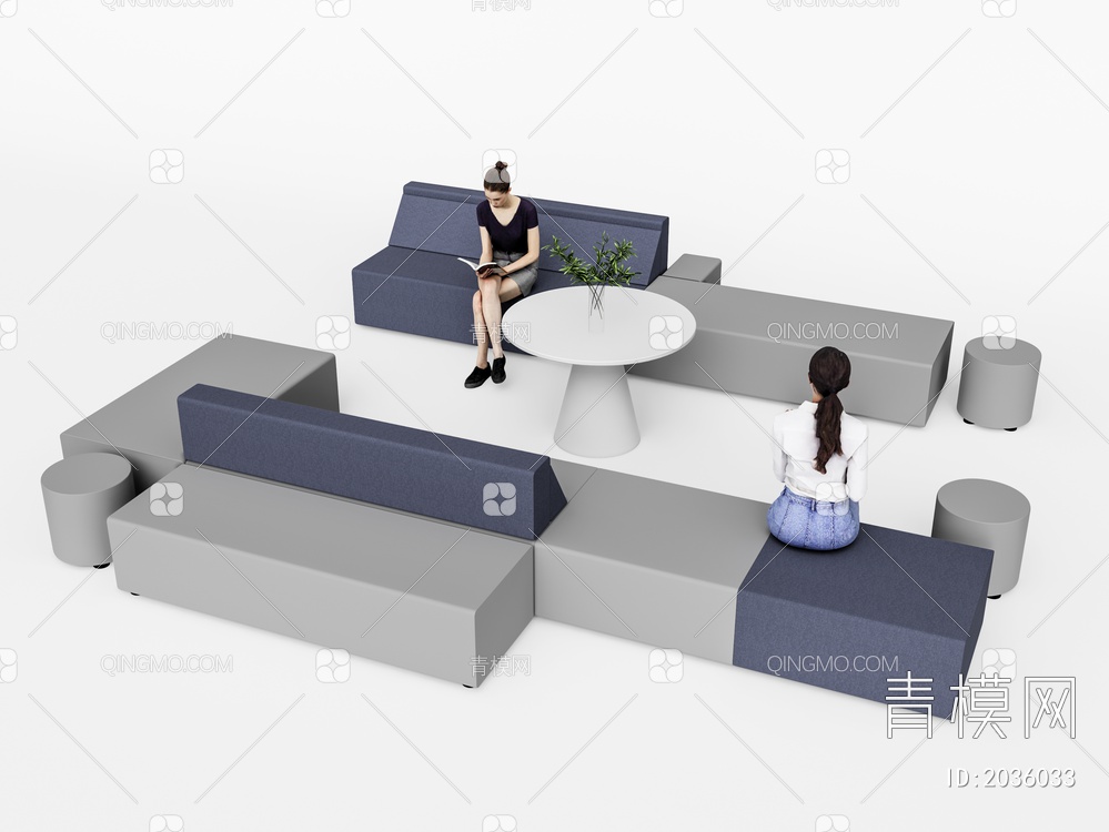 办公组合沙发 休闲沙发SU模型下载【ID:2036033】