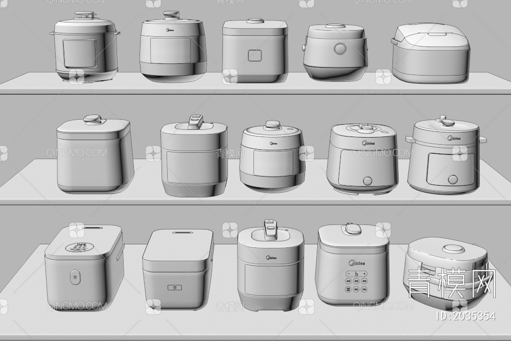电饭煲3D模型下载【ID:2035354】