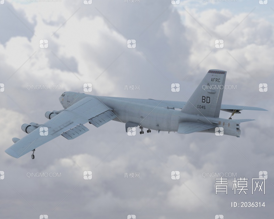 B52轰炸机一型八发动机远程战略轰炸机3D模型下载【ID:2036314】
