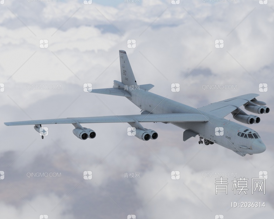 B52轰炸机一型八发动机远程战略轰炸机3D模型下载【ID:2036314】