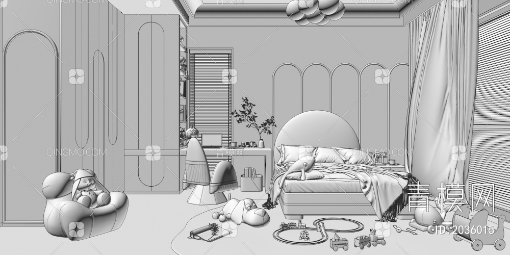 儿童房 儿童床3D模型下载【ID:2036015】