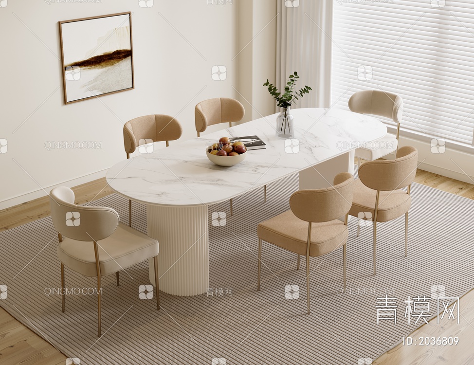 餐桌椅组合3D模型下载【ID:2036809】