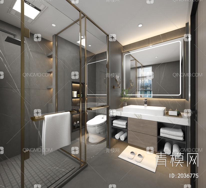 卫生间 浴室3D模型下载【ID:2036775】