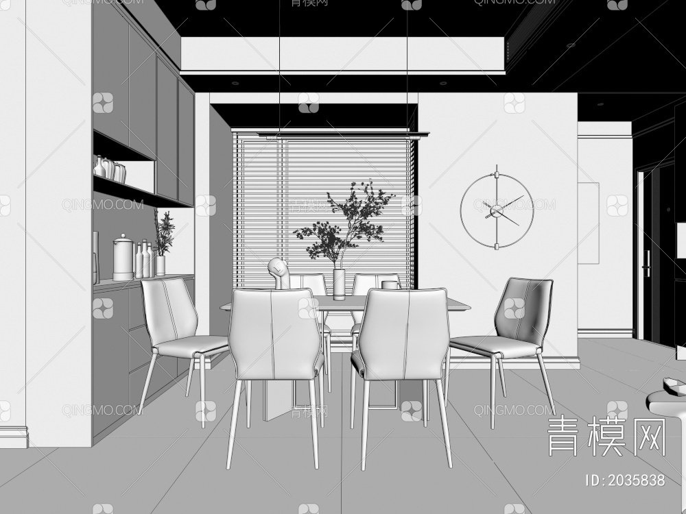客餐厅 沙发茶几 装饰摆设3D模型下载【ID:2035838】