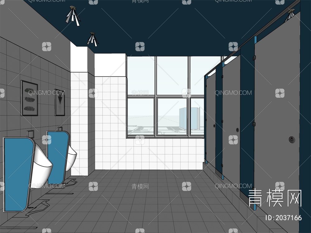 公共卫生间 厕所 洗漱室SU模型下载【ID:2037166】