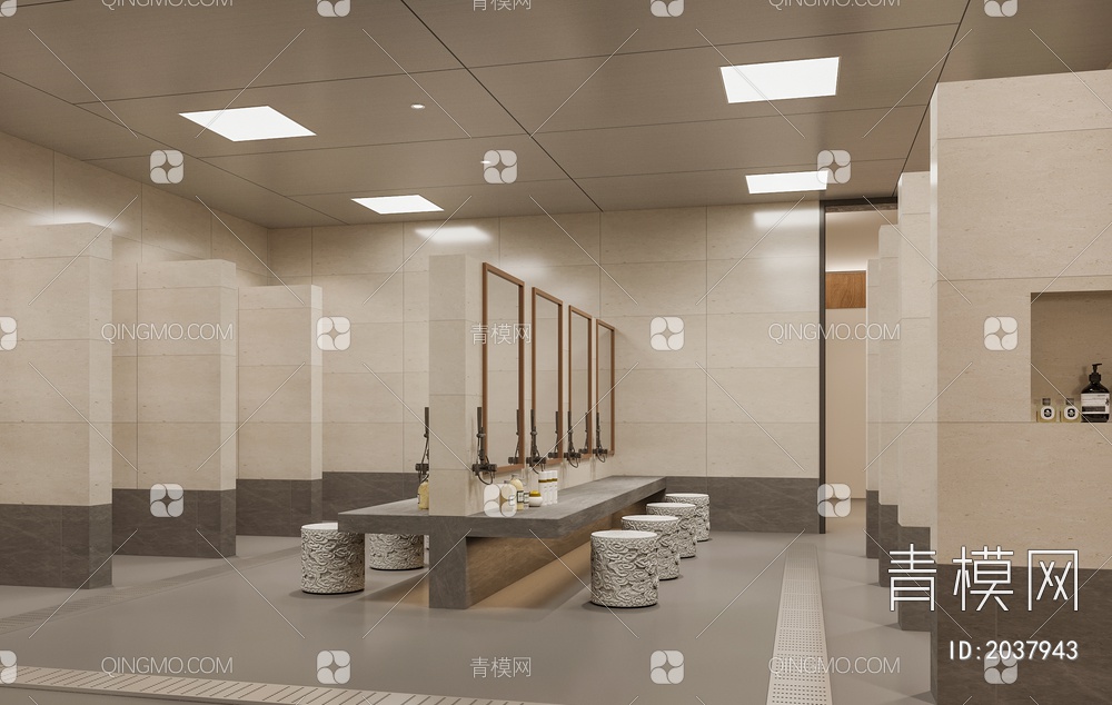 洗浴中心 公共澡堂3D模型下载【ID:2037943】